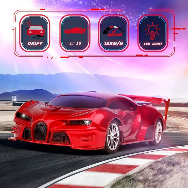 Nice2you Red Remote Control Cars for Kids 1/18 High-Speed RC Car Toys for Boys Girls