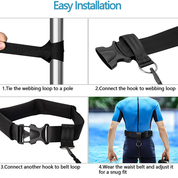 Swimming Training Belt 4M Swim Harness Stationary Swimming Aquatic Resistance Belt