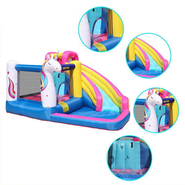 Nice2you Unicorn Bounce House 12 x 10 x 7 ft Inflatable Castle with Slide, Climbing Wall, Pool, 450W Air Blower, for Outdoor Indoor Kids Gift