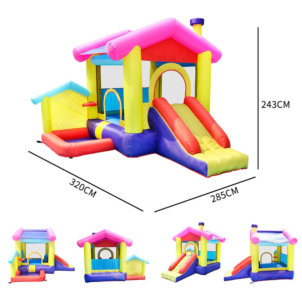 Nice2you Inflatable Bounce House Pretty Bouncy Castle with 350W Air Blower Play House with Ball Pit Inflatable Kids Slide Kids Jumping Castle
