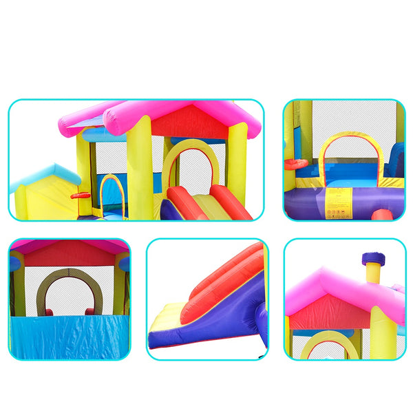 Nice2you Inflatable Bounce House Pretty Bouncy Castle with 350W Air Blower Play House with Ball Pit Inflatable Kids Slide Kids Jumping Castle