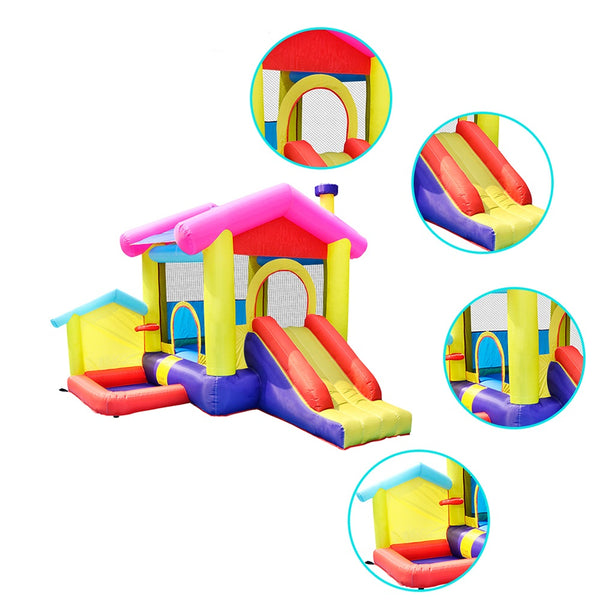 Nice2you Inflatable Bounce House Pretty Bouncy Castle with 350W Air Blower Play House with Ball Pit Inflatable Kids Slide Kids Jumping Castle