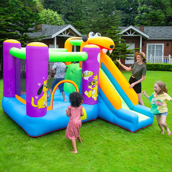 Nice2you Puppy Bounce House Jumping Castle with Slide Outdoor, Cute Kids Inflatable Bouncer with Blower 9 x 8 x 7 ft