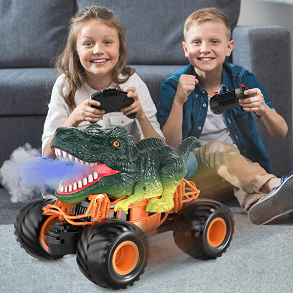 Nice2you Remote Control Dinosaur Car Toys for Kids with Light & Sound & Spray for Boys Gift