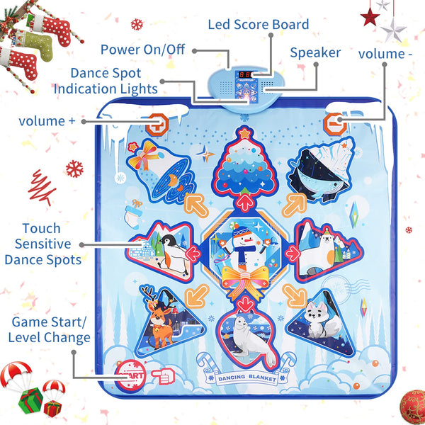 Nice2You Dance Mat Christmas Toys Dance Pad for Kids, Contains 7 Modes and 3 Challenge Levels Music Games Toys