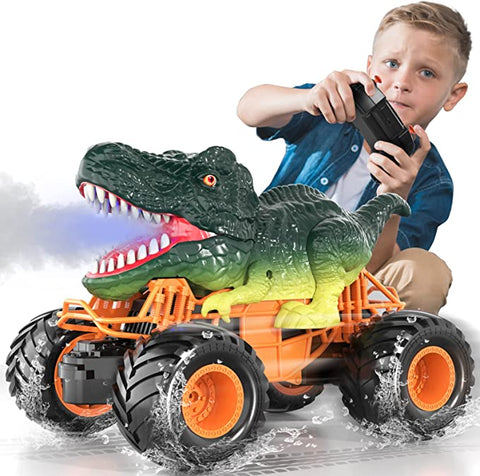 Nice2you Remote Control Dinosaur Car Toys for Kids with Light & Sound & Spray for Boys Gift