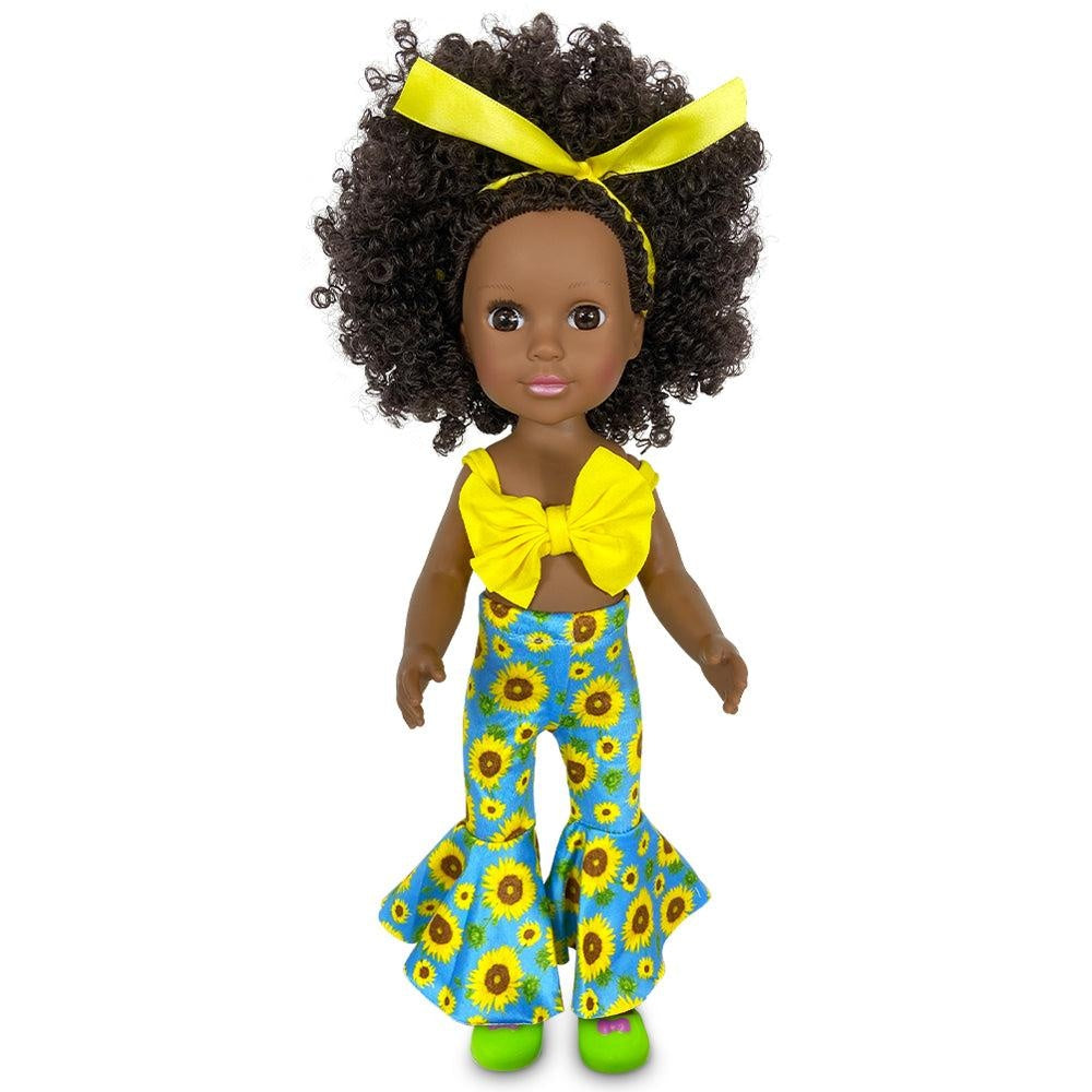 thumbnail image 2 of XFEYUE14.5 Inch Black Doll And 2 Sets Clothes Accessories, African American Baby Girl Doll Including Glasses, Camera, Bag &Shoes For Kids Girls 2 of 11