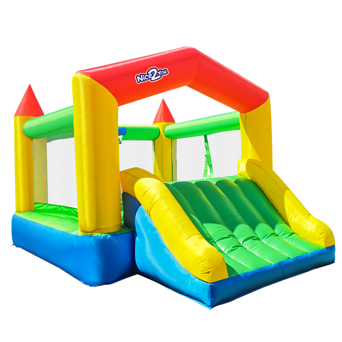 Nice2you Inflatable Bounce House with Basketball Hoop, 12 x 9 x 7 ft