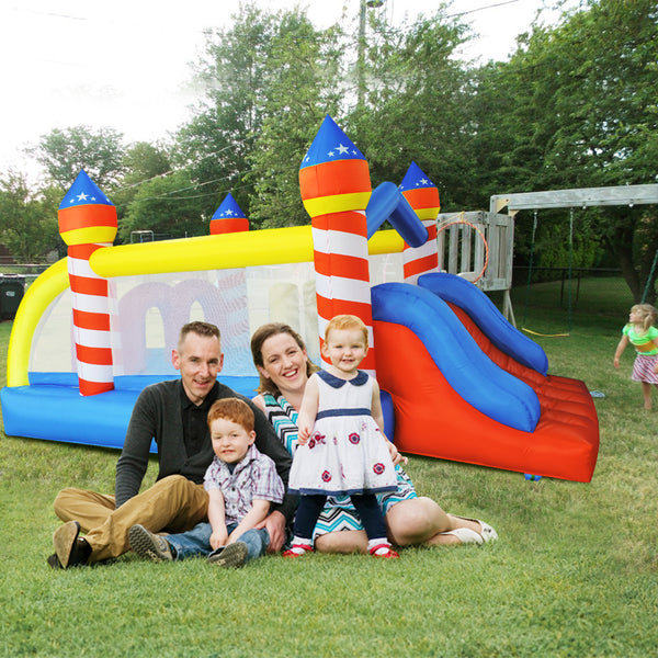 Nice2you Bounce House Jump Slide Bouncer 17 ft x 8 ft x 6 ft H Superior Racer with Obstacle Course Tunnels