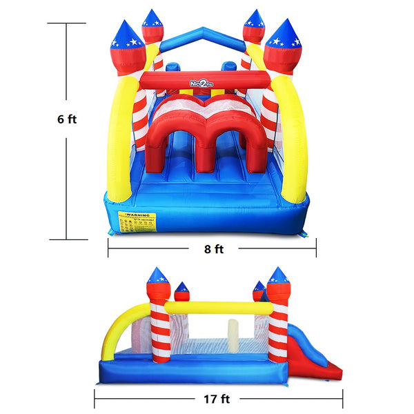 Nice2you Bounce House Jump Slide Bouncer 17 ft x 8 ft x 6 ft H Superior Racer with Obstacle Course Tunnels