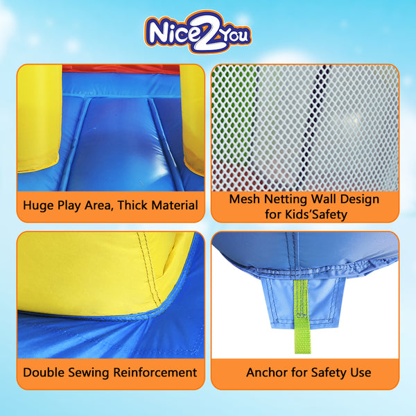 Nice2you Bounce House Jump Slide Bouncer 17 ft x 8 ft x 6 ft H Superior Racer with Obstacle Course Tunnels